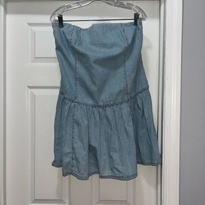 Zara Light Denim Strapless Sundress
